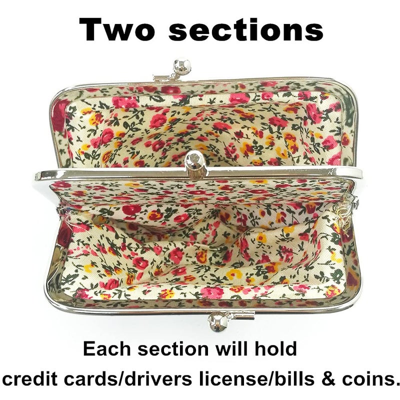 Sanxiner Cute Polka Dot Buckle Coin Purses Vintage Pouch Kiss-lock Change Purse Wallets - Image 2
